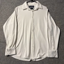Mizzen Main White Shirt Mens Medium Standard Fit Long Sleeve Button Up 