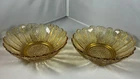 Two Vintage Anchor Hocking Sunflower Glass Salad Bowls 6 1/4” Honey Amber