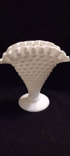 2 ~Vintage Milk Glass Hobnail Vases