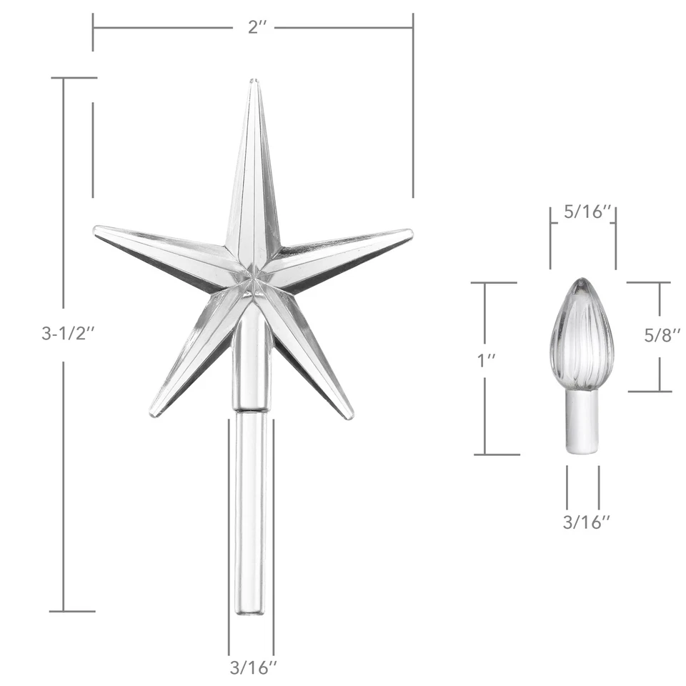 108 Bombillas de repuesto para árbol de Navidad de cerámica cristalina 3 estrellas Foto 3 de 4