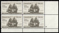 US Scott # 2040, Concord 1683, US-Germany, Plate Block of 1983 20¢ Stamps, MNH