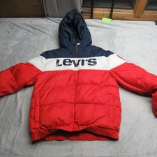 Levis Jacket Youth Large 12-13 Yrs Blue Red THICK Winter Hood Insulated Puffer