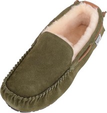 SNUGRUGS Freddie Mens Genuine Sheepskin Loafer Slipper green size 12