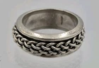 Vintage Sterling Silver Large Braided Spinner Band Ring Size 11