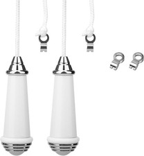 2Pcs Ceramic Bathroom Light Pull Cord, Light Switch Pull Cord Handle with 100Cm