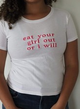 Embroidered Eat Your Girl Or I Will, Long Crop Tops