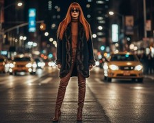 Vintage Cache Fur Trimmed Luxe Winter Wrap Co...