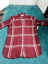 Old Navy Shirt Size Small Womens Red Plaid Classic Tunic Twill Long Sleeves NWT