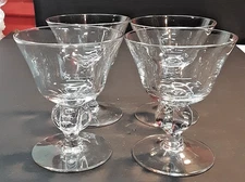 4 Vintage Seneca Ingrid Liquor/ Cocktail Clear 4 Lobe Stem 4 1/2" Tall