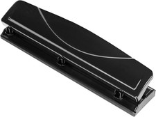 3 Hole Punch, 10 Sheet Capacity, Black, Easy-Clean Tray