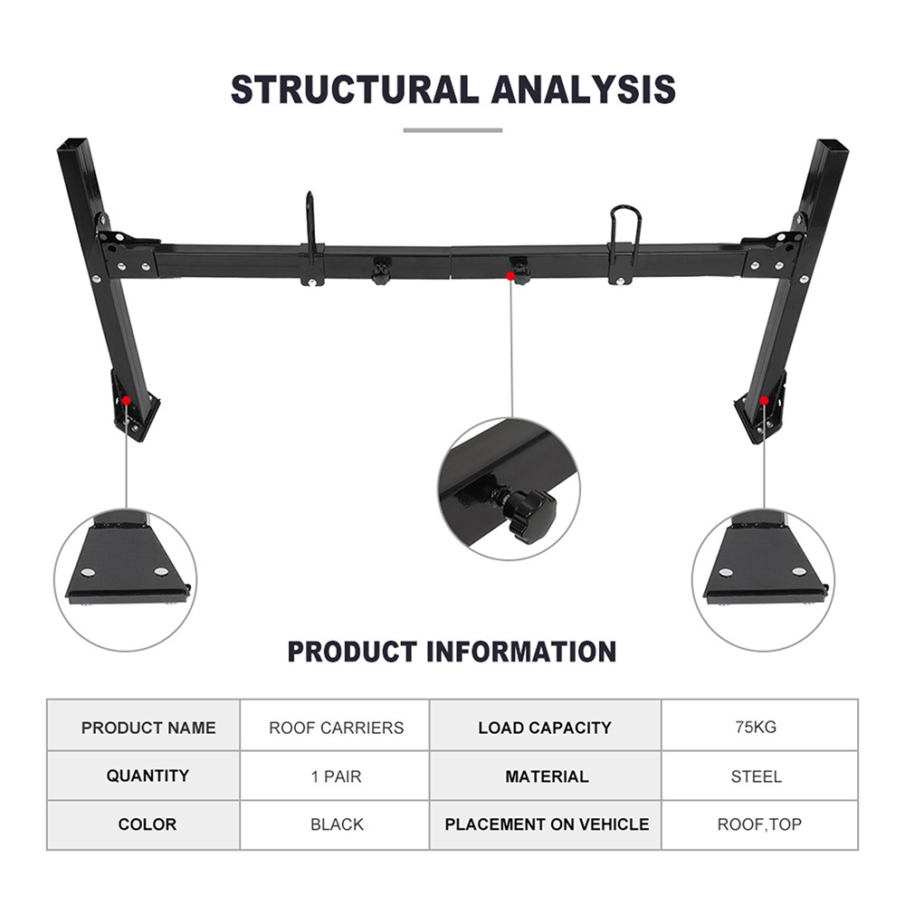 ?Universal Black van 2 Bar Ladder Roof Rack Ford Econoline crossbars Steel thumbnail 21