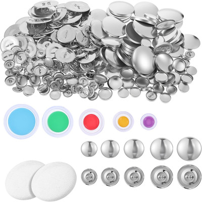 200 Sets DIY Fabric Cover Button Kit with Tools 5 Sizes Aluminum Alloy