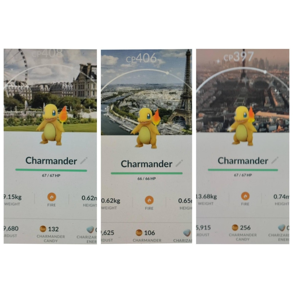 Pokémon Go ✨ Shiny Salamèche – Fond Tour Eiffel – Échange Digital – Android