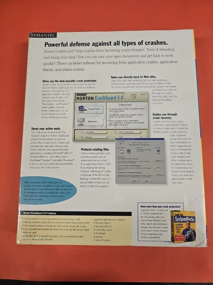 Vintage Symantec Norton Crash Guard 4.0 Windows 95 CD Box NEW SEALED. J4 - Image 2 of 4