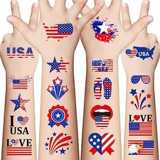 90Pcs Fourth of July Temporary Tattoos,American Flag Red White Classic styles