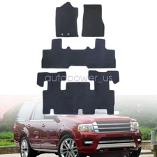 New Fits 2011-2017 Ford Expedition Front Rear Floor Mats Carpet Black Velour