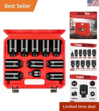 Impact Socket Set 11-Piece - 1/2" Drive Deep Metric Sockets with Organizer
