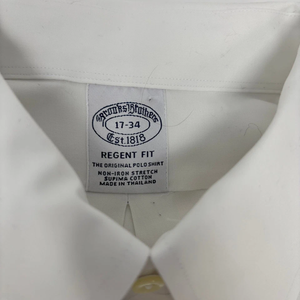 Brooks Brothers 17-34 White Long Sleeve Button Down Regent Fit Dress Shirt - Image 2 of 4