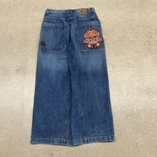 Vintage Y2K JNCO 8 Ball Flaming Skull Jeans