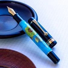 Engeika Japanese Sunflower Modern Maki-e Jowo #6 Steel Nib Fountain Pen