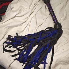 Real Cowhide Suede Leather Flogger 75 Falls Purple Black Heavy Thuddy whip