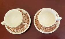 Fair Winds Alfred Meakin transferware Brown:  2 cups with saucers, very nice