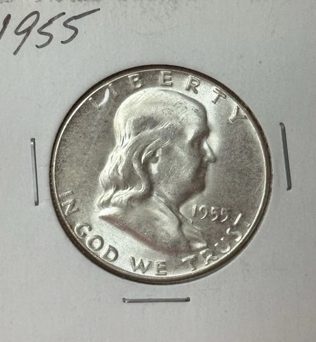 1955 Franklin Half Dollar - Philadelphia Mint Uncirculated Silver Coin