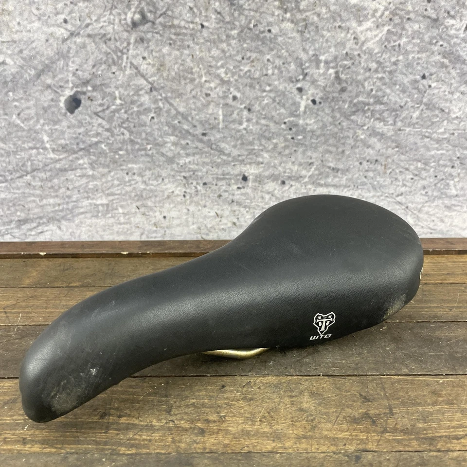 Sillín de bicicleta vintage WTB SST rieles de acero negro años 90 asiento de montaña BMX 330 g Foto 3 de 4