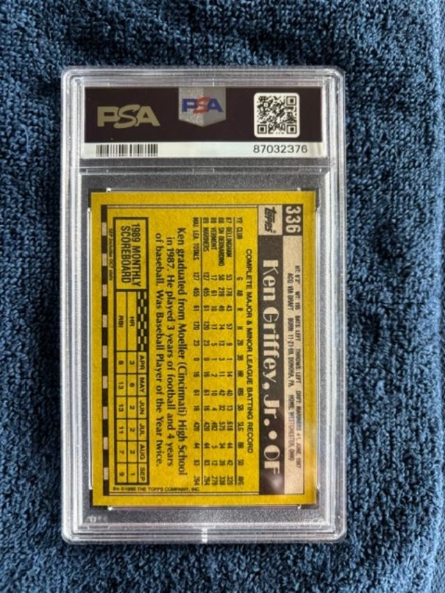 1990 Topps - Ken Griffey Jr #336 HOF PSA Mint 9 Cert # 87032376 view 2