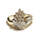 14k yellow gold 1.12ct VS1 H diamond cluster ring 4.1g estate vintage womens 6.5 — photo 2