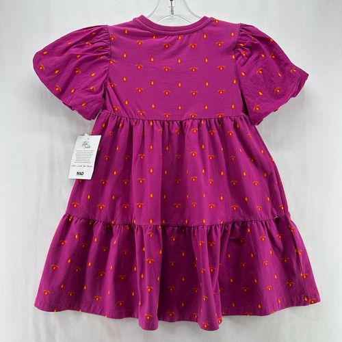 Disney Dress Girls Sz S Encanto Shift Tiered Puff Sleeve Cotton Blend Pink - Picture 2 of 12