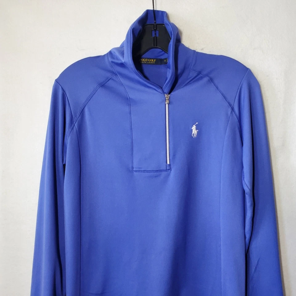 Camisa Polo Golf Ralph Lauren Mujer Pequeña Púrpura Cuarto Cremallera Rendimiento Eléctrica Foto 2 de 4
