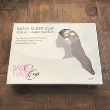 Sassy Hair Cap Long Satin Cap with Snap Clasp - Black