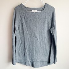 Loft Gray Waffle Knit Pullover Sweater Size Medium