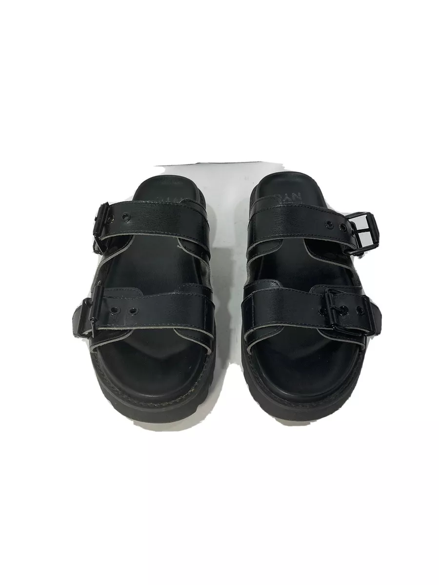 Madden NYC Womens Size 9 Lug Sole Two Band Footbed Sandals in Black NEW
