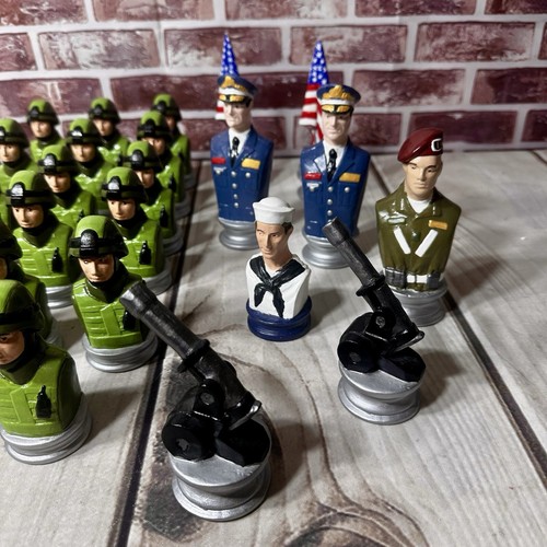 USA Military Army Soldiers, Navy Sailors Pawns Ceramic Chess 33 Pc Set 🇺🇸 - Picture 4 of 17