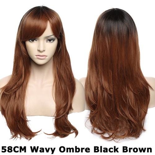 Glueless Ombre Long Wavy Full Wig Costume Anime Halloween Full Wigs Purple Pinkz - Picture 29 of 74