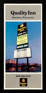 1990s Baraboo Wisconsin Quality Inn Papa's Place Vintage Hotel Travel Brochure