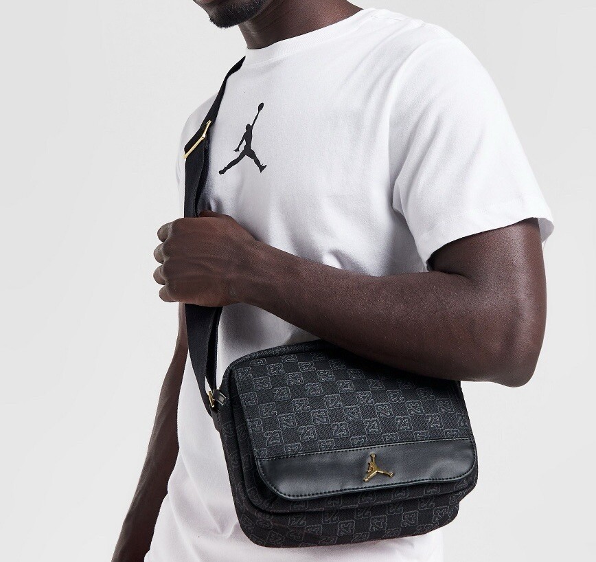 Air Jordan Monogram Crossbody Casual Bag Black Gold MA0760-023