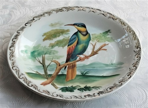 RARE VINTAGE HAND PAINTED RICHARD GINORI PORCELAIN TROPICAL BIRD PLATE 1948 - Picture 3 of 6