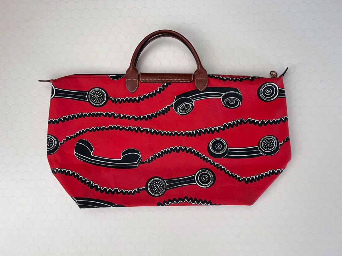 Super Rare Jeremy Scott x Longchamp Iconic Telephone Print Red