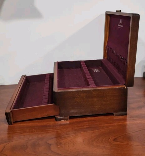 Rogers Bros 1847. Cofre de almacenamiento de madera solo con cajón DE COLECCIÓN 17x11x6 pulgadas - Imagen 5 de 13