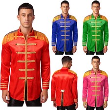Men Sergeant Pepper Costume Show Outfits Hippy Halloween Cosplay Fancy Dress Up