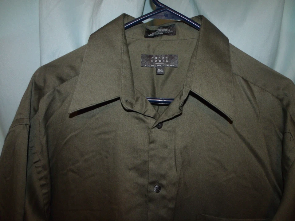 Camisa de Vestir Claiborne Verde Satén LS Cuello Abotonada Talla 16 1/2 34/35 (P2K) Foto 2 de 3