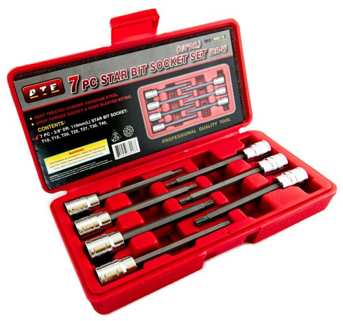 7 PC 4-3/16" Long Star Bit Socket Set 3/8" Drive (CR-V) w/ Storage Case - Picture 3 of 5