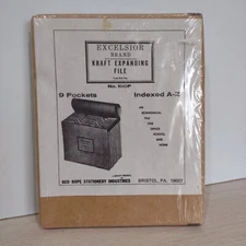 Vintage Excelsior Brand NO. 100P Kraft Expanding File 9 Pockets New Old Stock