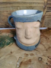 Studio Made Hand Thrown Pottery Face Mug Jug