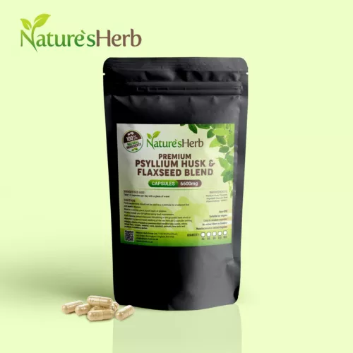 Psyllium Husk + Flaxseed Capsules 6600mg Weight Loss Fibre Colon Cleanse Vegan