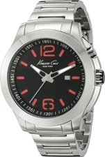 Kenneth Cole Mens Blacklight Wrist Band Watch Analog Stainless Steel 10022557