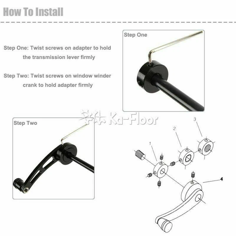Manivela enrolladores de ventana de puerta manual de aluminio negro para automóvil camión Foto 3 de 4
